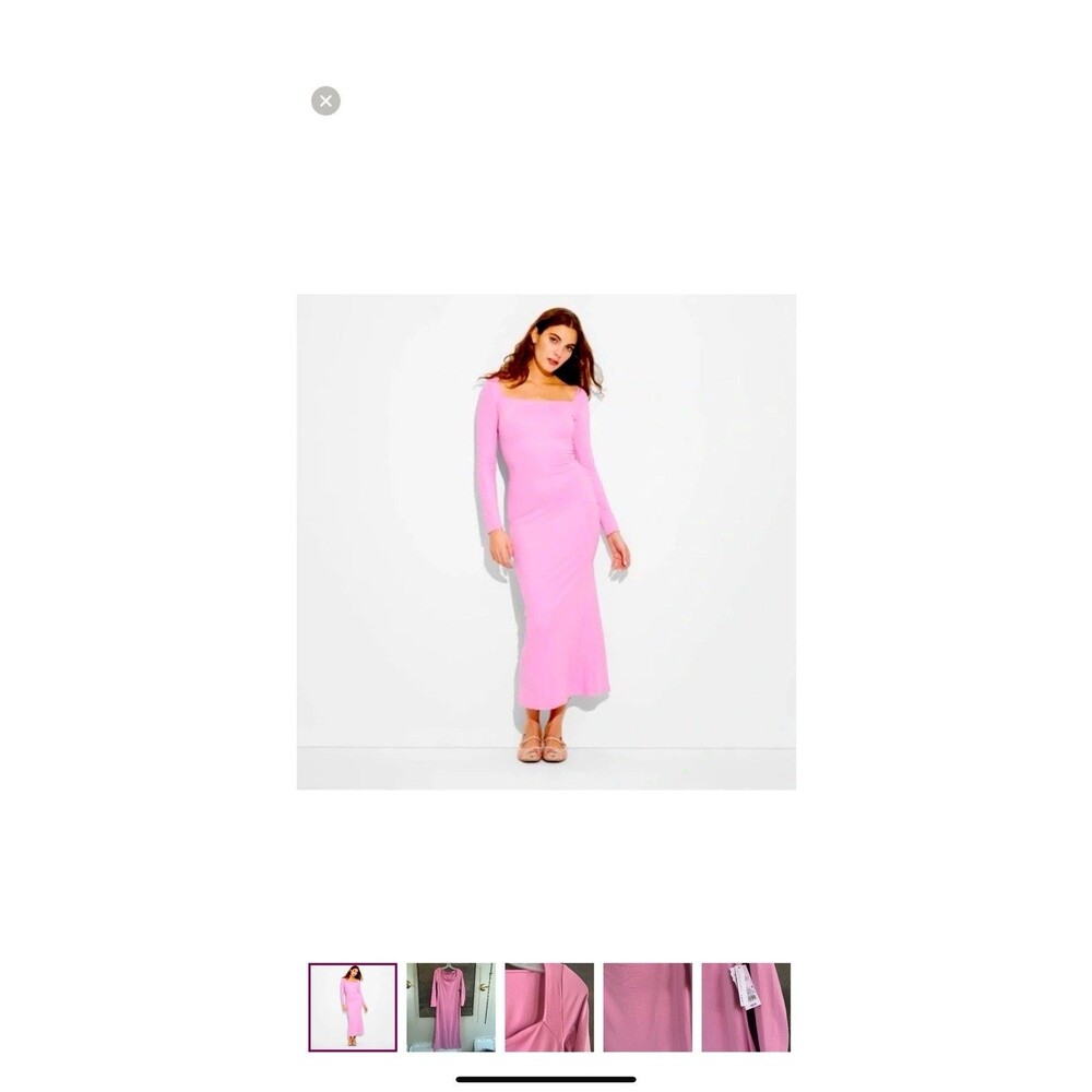 Wild Fable ButterBliss Maxi Bodycon Dress Women's X-Small Berry Pink Long Sleeve